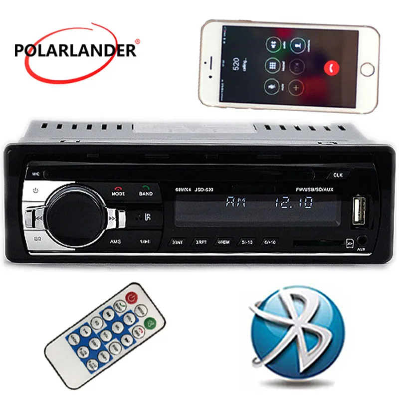 ISO autoradio1din12V 520Car Radio MP3 Audio Player Поддержка функции Bluetooth USB / SD Порт MMC aux inpu