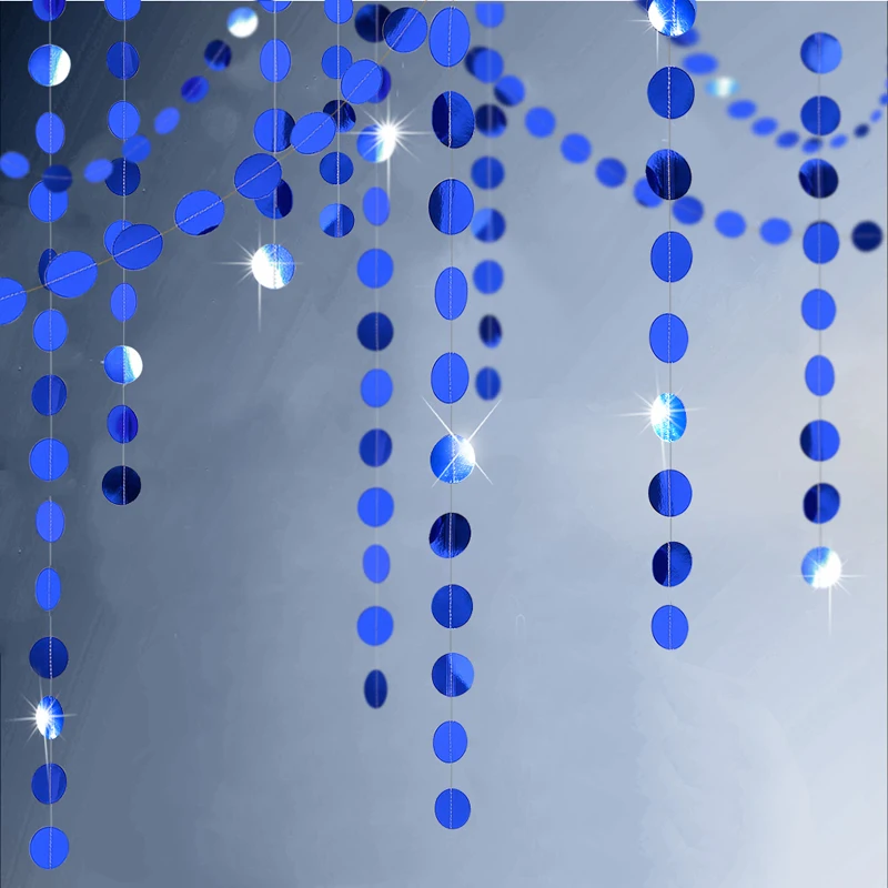 

Royal Blue Glitter Circle Dots Star Garland Paper Hanging Polk Dot Streamer Decoration Boy Birthday Baby Shower Party Supplies