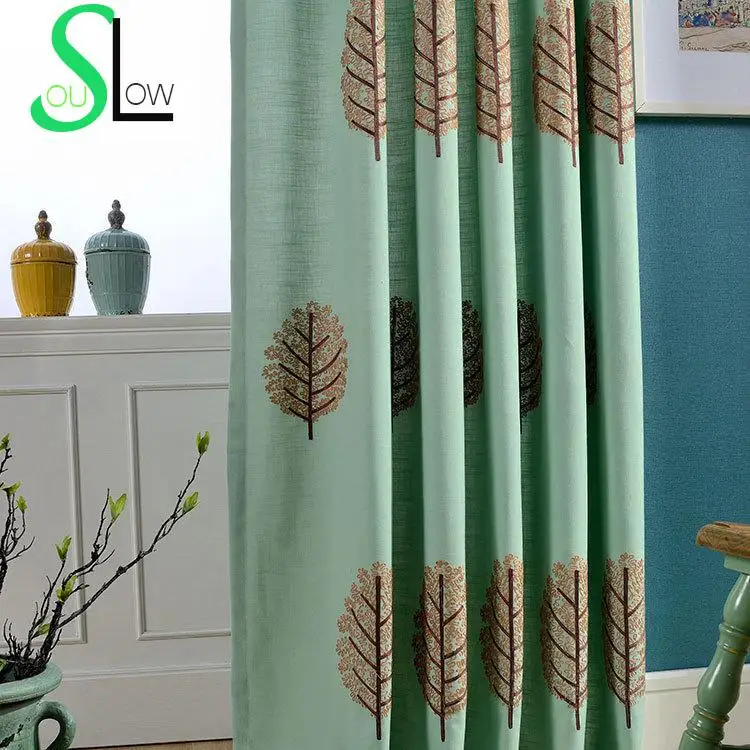 

High Quality Leaves Embroidered Roman Curtains for Living Room/Bedroom Blackout Window Curtain Cortinas Para Sala De Luxo CL-51