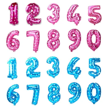 

16inch Number Balloons Heart Star Digital Foil Balloons First Birthday Girl Boy Party Decoration Air Balls 1 2 3 Globos Supplies