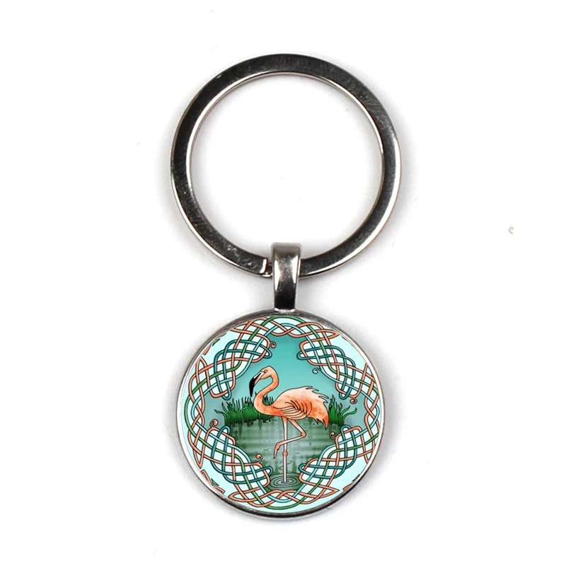 Hot Sell Simple Pink Cute Keychain Nordic Style Palm Leaf Flamingo Key Chain Small Gift Car Bag Charm Keyring Accessories | Украшения и
