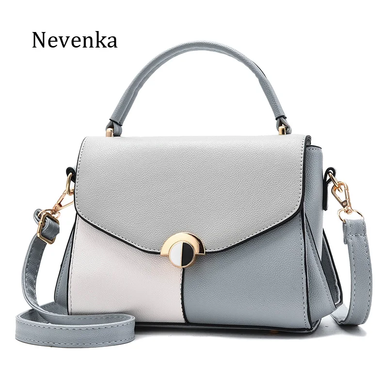 

Nevenka Brand Women Pu Leather Bags Patchwork Hasp Flap Pocket Handbag Luxury High Quality Lock Shoulder Bags New Designer Bag