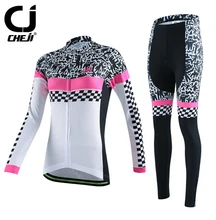 Cheji Women Girl Cycling Bicycle Winter Clothing Sport Suit Long Sleeve Jersey Pants