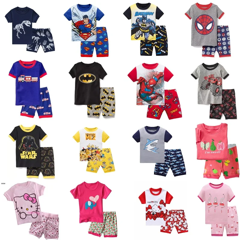 2018 Hot Summer Kids Pajamas Baby Boys Gilrs Clothing Cartoon Costume