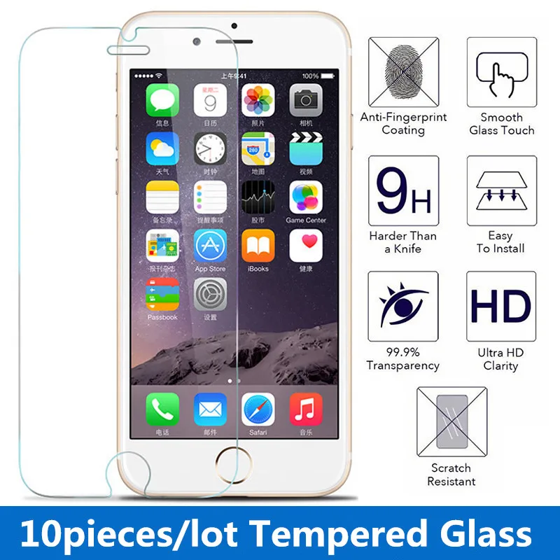 Закаленное стекло 2.5d для iPhone 10 шт./лот 9H 0 3 мм Защита экрана 7 5 6 6S Plus усиленная
