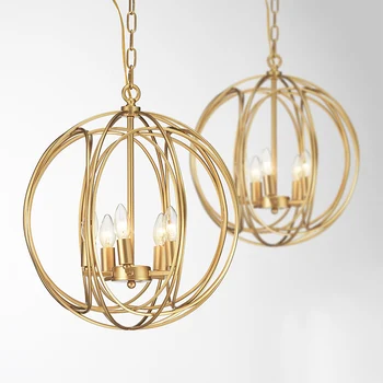 

American Creative Glass Ball Pendant Lights Iron Hoop Hang Lamp for Bedroom Cafe Restaurant Bar Indoor Lighting Fixtures Decor