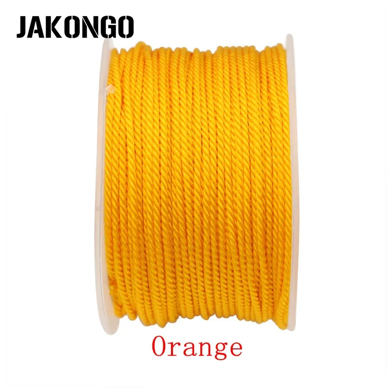JAKONGO 1,5 мм шелковистый Плетеный Миланский шнур нить для изготовления ювелирных изделий веревка для DIY браслета ожерелье ручной работы 50 ярдов 16 цветов - Цвет: orange