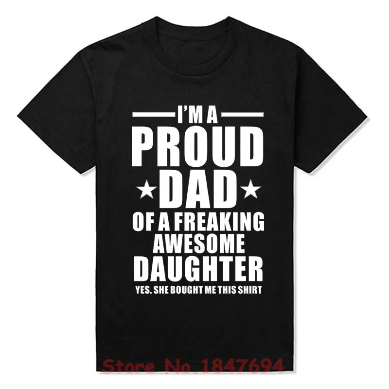 Новые летние Забавные футболки с надписью «I'm A Proud Dad Of fucky Awesome Dad» футболки в подарок для мужчин модные хлопковые футболки с короткими рукавами - Цвет: black