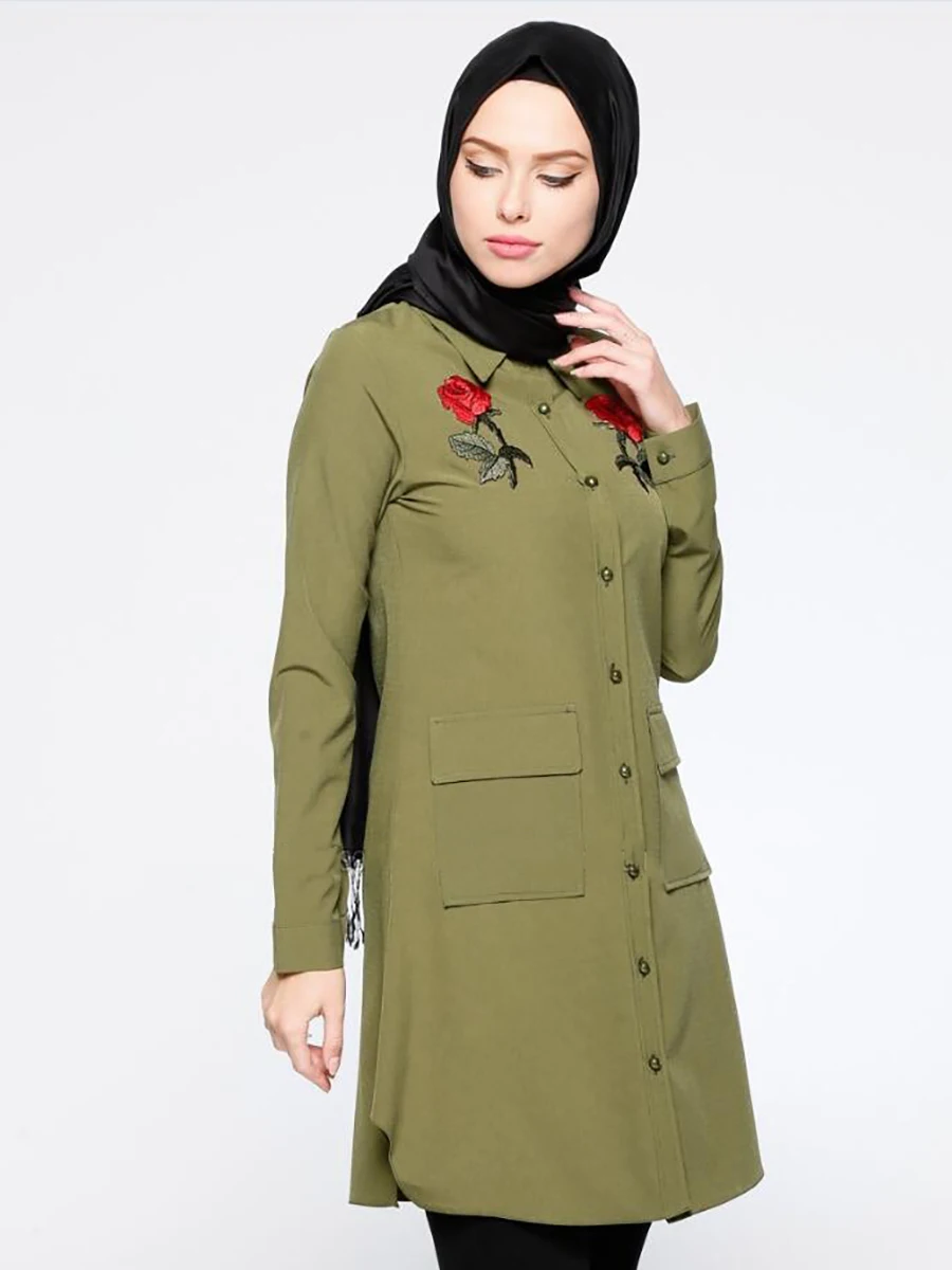 2018 Abaya блузка женские топы с длинным рукавом модные рубашки из Саудовской