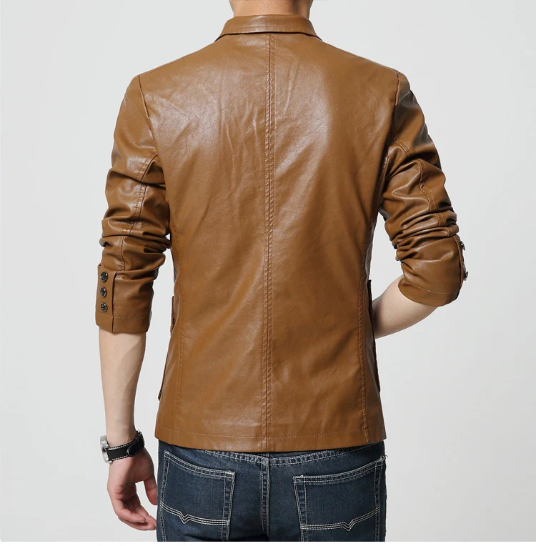 Кожаный пиджак Для мужчин 2019 осенний Блейзер Для мужчин Slim Fit плюс Размеры тонкий сплошной Мужской Блейзер Куртка M-7XL высокое качество
