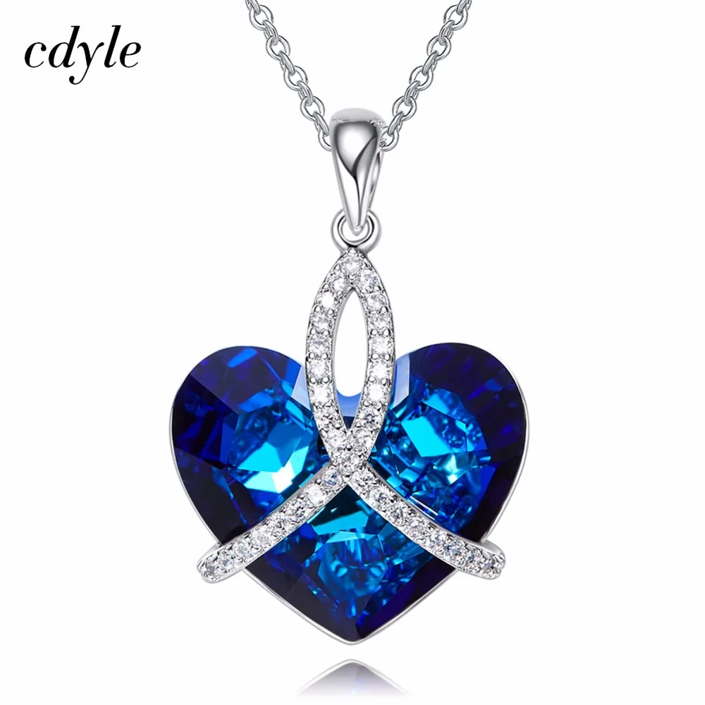 

Cdyle Crystals from Swarovski Women Necklaces Pendants Blue AB Color Heart Shape Jewelry Necklaces & Pendants Sexy New Charm