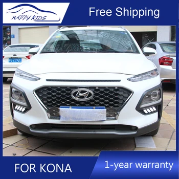 

Car styling Led drl for Hyundia Kona 2017-2018 led drl daytime light for New KONA drl with Running Yellow signal fog lamp cover