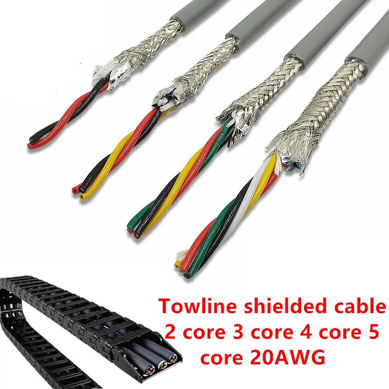 

20AWG 2/3/4/5 core Towline shielded cable 5m PVC flexible wire TRVVP resistance to bending corrosion resistant copper wire