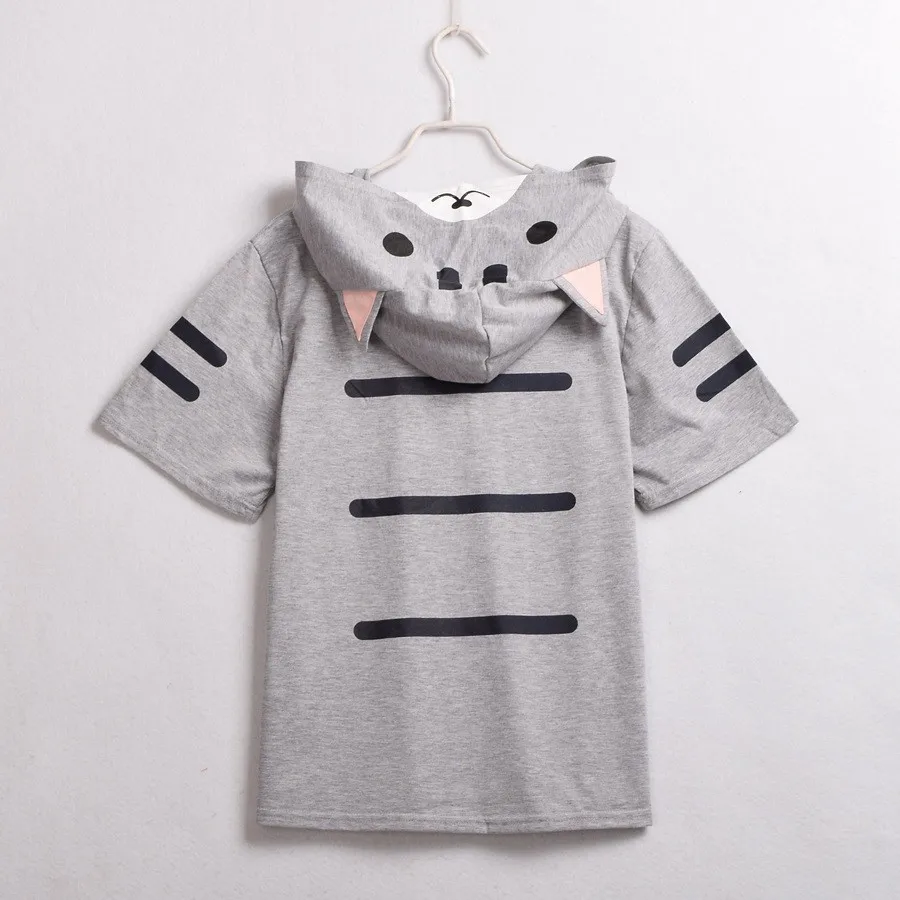 Cat Pattern Ears Hooded Shirt (3)