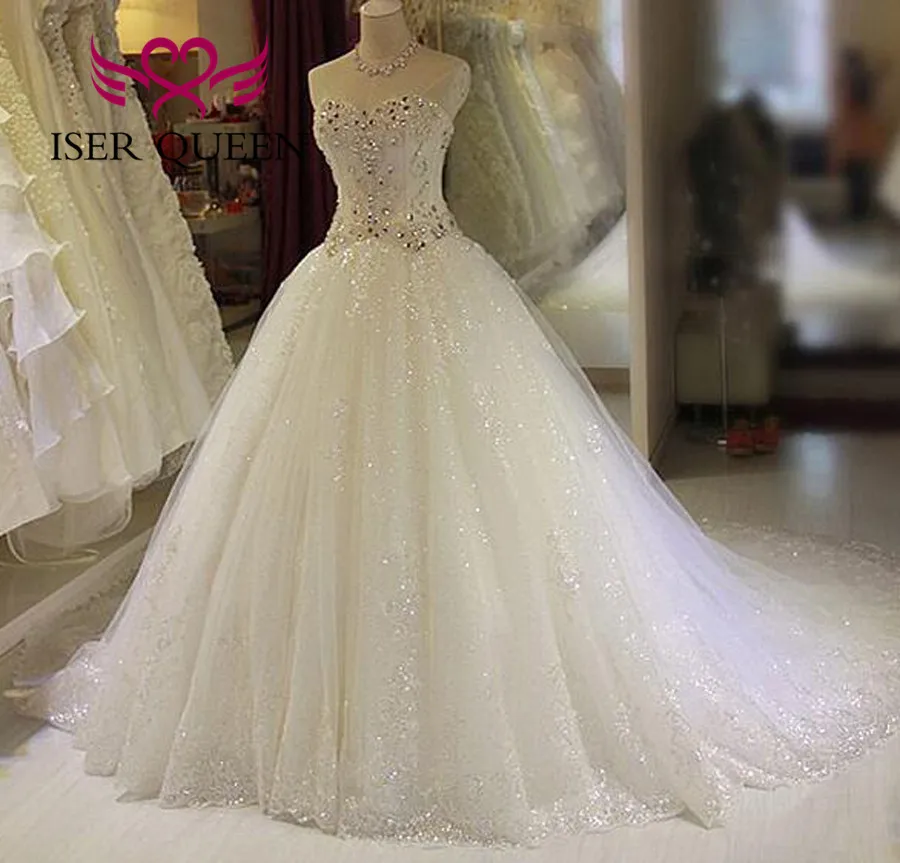Роскошные Crstal свадебное платье размера плюс яркие кружевные свадебные платья из фатина Китай арабские свадебное белое свадебное платье WX0135