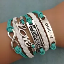 1 шт. бесконечность, ладони и anghor браслет. металл очарование, воск шнур, кожаный браслет 3466