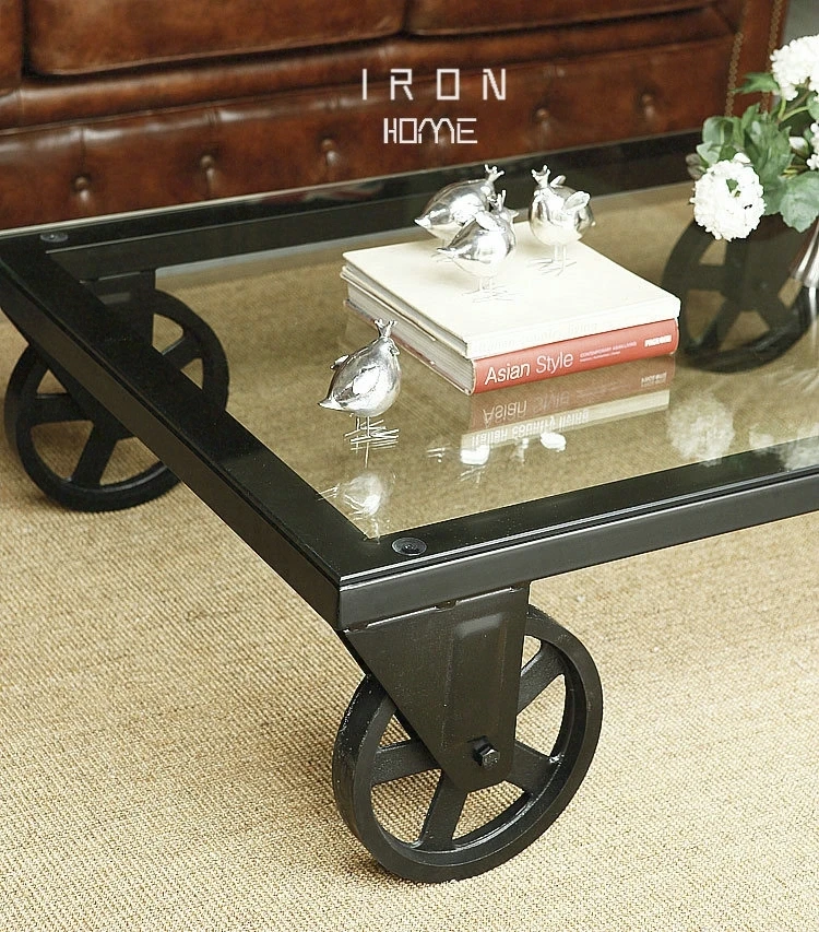 Square, wrought iron tea table. Belt wheel toughened glass tea table. Creative tea table. Square, wrought iron tea table. Belt wheel toughened glass tea table. Creative tea table.