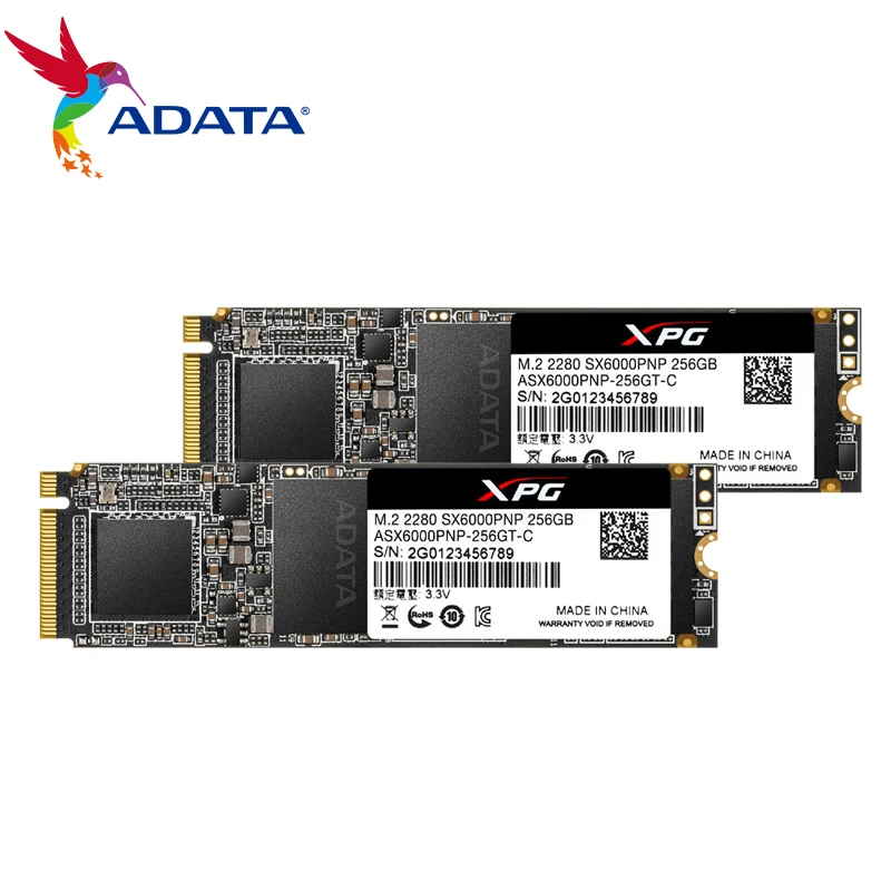 ADATA XPG SX6000PRO PCIe 256GB 512 Гб Скорость чтения 1500 МБ/с. 3D NAND PCIe Gen3x2 M.2 2280 NVMe 2100 МБ/с. WS твердотельный накопитель