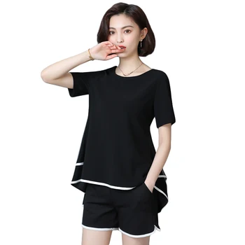 

2018 fashion summer 5XL large size women set new personality summer tracksuit for women T-shirt + pants two piece set sportswear