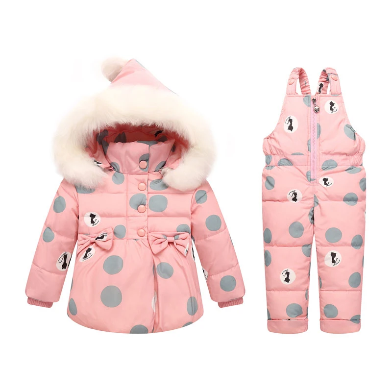 

BEKE MATA Winter Jackets For Girls 2018 Kids Down Coats Baby Girl Set Warm Coat+pant Snow Suit Real Fur Children Clothing Sets