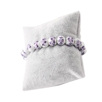 

New 2014 Free Shipping FashionJewelry Display Gray velvet Bracelet Watch Anklet Bangle Chain Large Pillow Holder Wholesale