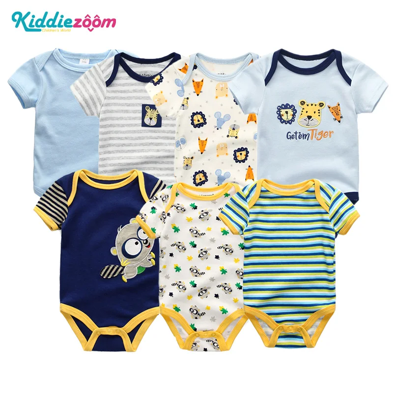 

2019 7PCS/Lot Uniesx Summer Newborn Baby Rompers Infant Boy Jumpsuits 100%Cotton Children Roupa bebe Girls&Boys Baby Boy Clothes
