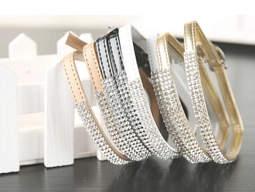 

Charming Rhinestone Leather Shoes Band Women Shoes Decoration