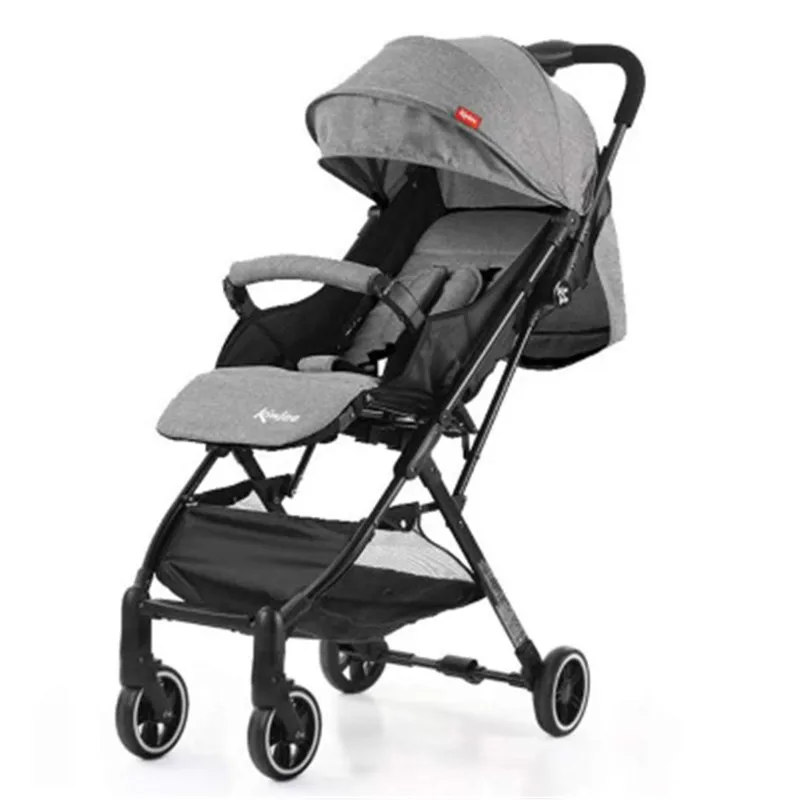 Детская коляска легкий складной четыре колеса портативный карманный зонтик коляска самолет для новорожденных детей - Цвет: Темно-серый