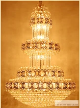 Фотография American Modern Chandelier LED Golden Crystal Chandeliers Lights Fixture European Hotel Shop Home Indoor Lighting Long Hang Lamp