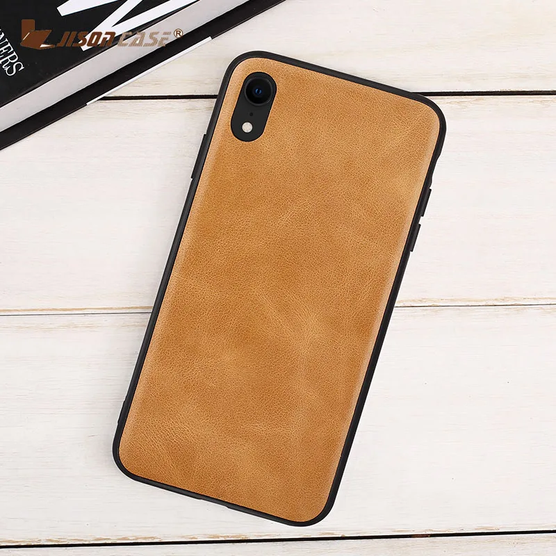 

Jisoncase Phone Case for iPhone XR 6.1 inch Vintage Leather Protective Cover for Men Women Plain Stylish Fitted Case 2018 New