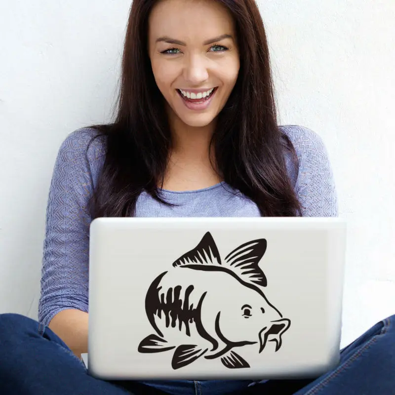 

Carp Fishing Cute Design Vinyl Computer Sticker For Car Wall Laptop Funny Removable Adhesive Waterproof Notebook Sticker