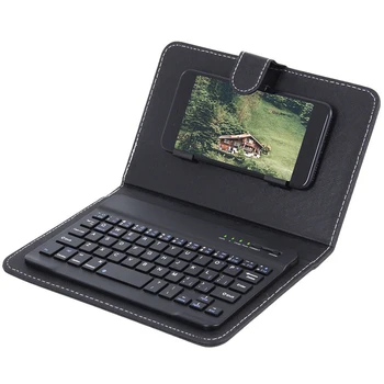 

Universal Wireless Bluetooth Keyboard Leather Case Cover With Stand For 4.5-6.5" Phones