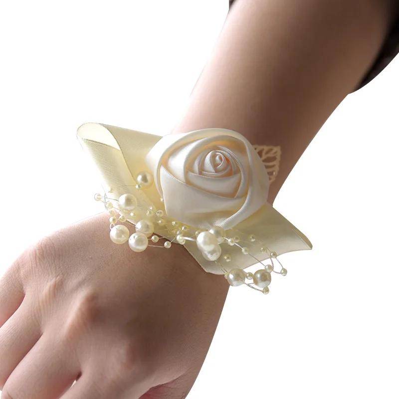 

Hand Wrist Flower Pink Accessories Wedding Hands Bridal Wristband Flower Bracelet For Bridesmaids Bridesmaid Bracelet Purple