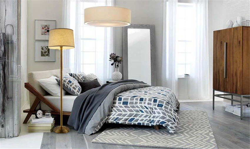 Cheap Nordic Standing Floor Lamps Living Room Bedroom European Imitation Wood Floor Lights Pastoral Study Remote LED Vertical Lamp 0