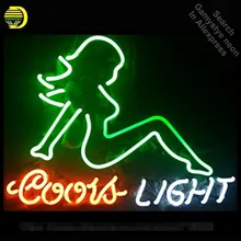 Вывеска Coors девушка неоновый знак Настоящая стеклянная трубка неоновые огни перерывы Профессиональный Знаковый рекламный знак вывеска мотеля