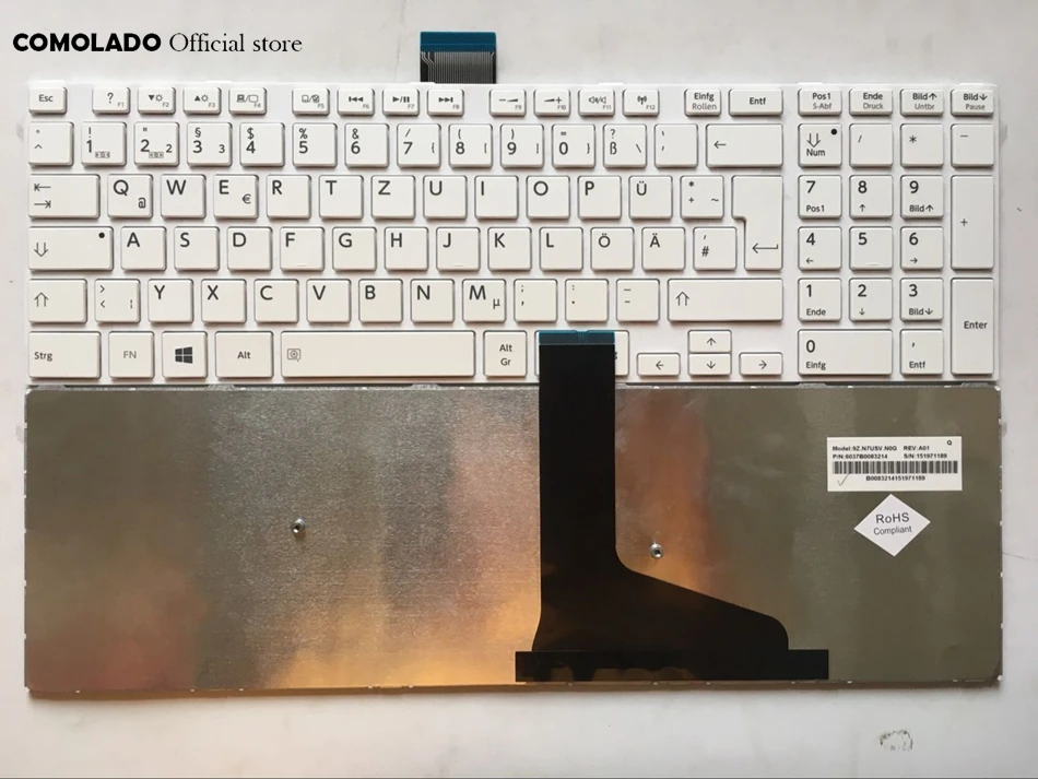 GR немецкая клавиатура для Toshiba Satellite C75D L70 L75 S50 S55 C70 A C70D C75 белая с рамкой Клавиатура