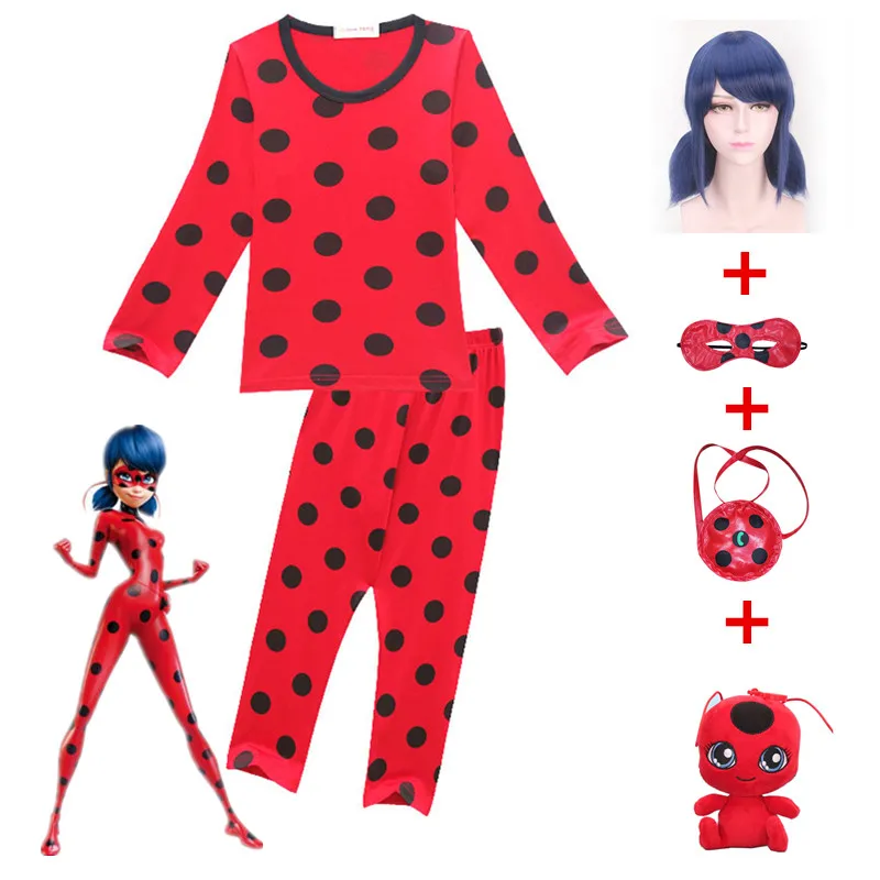 

Spot hot Carnival Clothing Lady Bug Cosplay Sets 2019 Ladybug Halloween Christmas Party Custume Kids Marinette Girls Suit