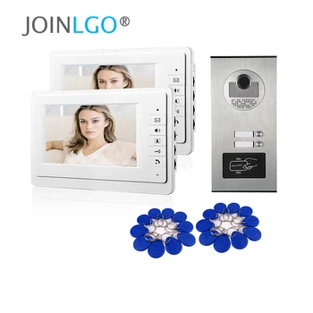 

New 7" Screen Video Intercom Apartment Door Phone System 2 White Monitors RFID Access Door Camera for 2 Household FREE SHIPPING