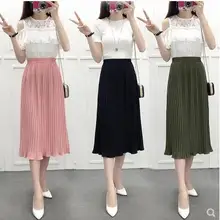 Дневники Кэрол Повседневное плиссированные женские юбки летние Новая модная шифоновая длинная юбка на резинке Высокая Талия модная юбка Для женщин