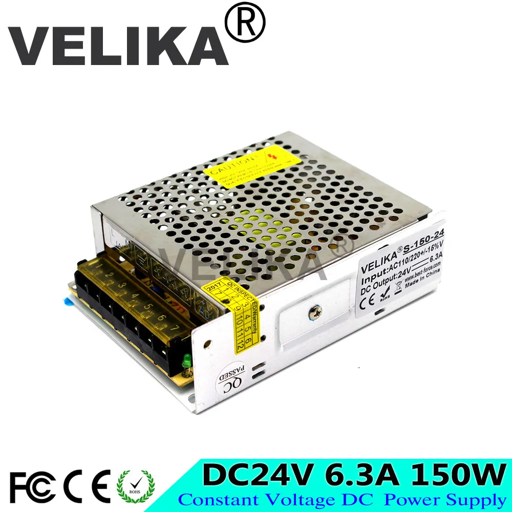 DC24V 6.3A импульсный источник питания 24 V 150 W светодиодный Мощность адаптер переменного тока трансформаторы 110 220 AC/dc импульсный источник питания для Светодиодные полосы света светодиодные лампы CCTV AV