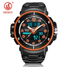 OHSEN цифровые часы Мужские военный армейский Спорт оранжевые часы водонепроницаемые Дата Календарь светодиодные электронные часы relogio masculino