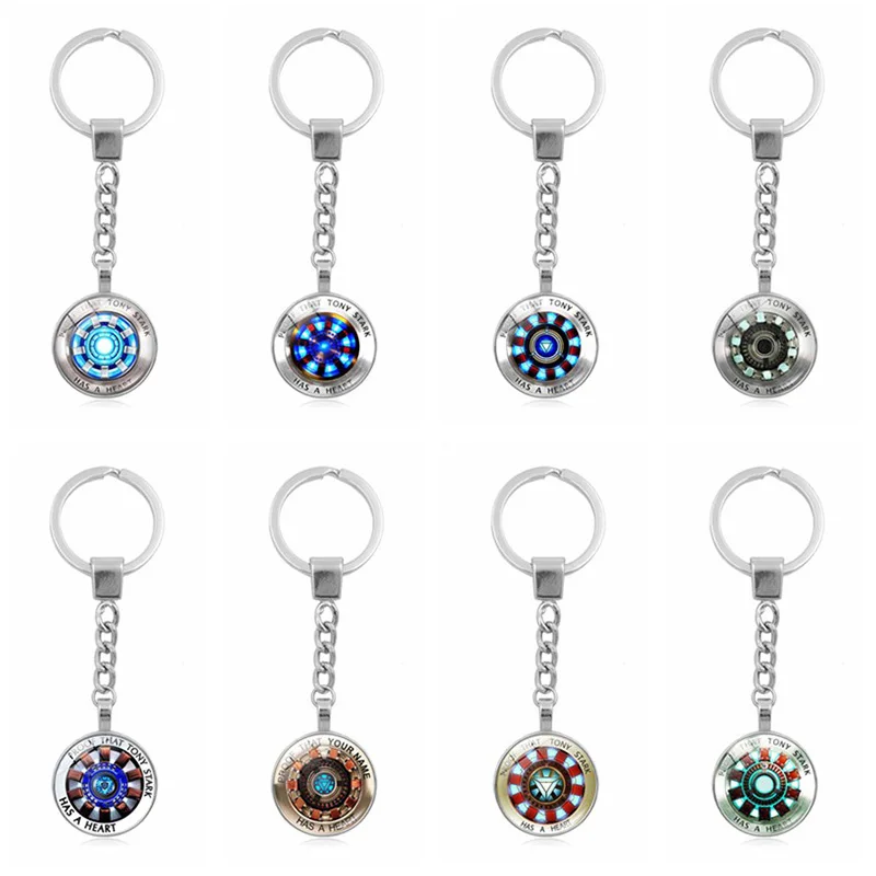 

Hot Iron Man Arc Reactor Glass Dome Metal Keychain Proof That Tony Stark Has A Heart Jewelry Keyring Keychain Pendant Souvenir