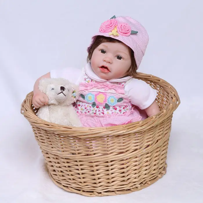 

Bebe Reborn Doll 18inch soft Silicone Reborn Girl Baby Doll Toys 48cm Newborn Lifelike princess for Girl Babies play house toy