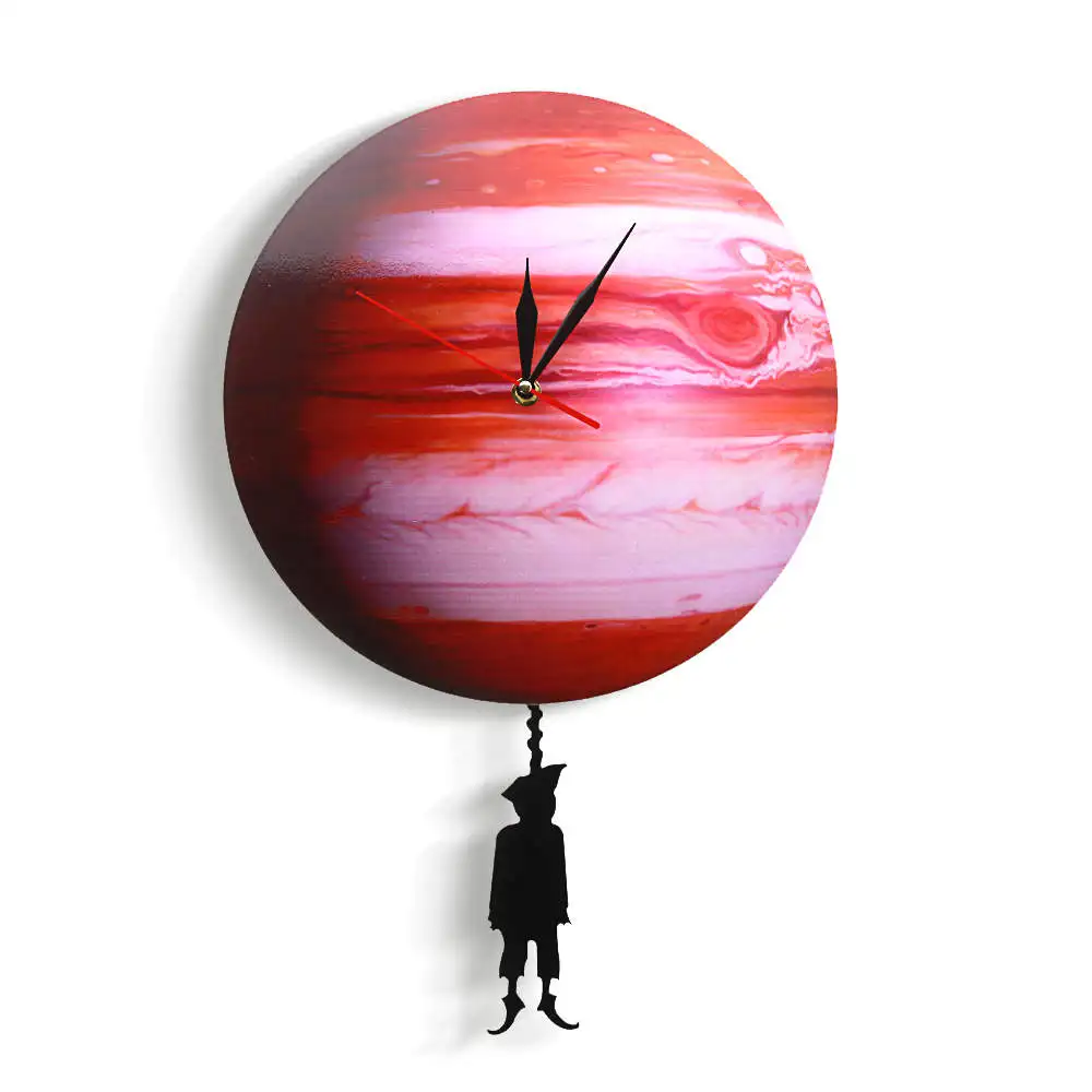 

Swinging on The Jupiter Planet Wall Clock Bedroom Solar System Astronomy Decoration Space Pendulum Swinging Wall Clock