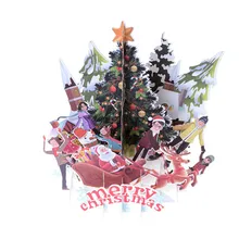 Merry Christmas Tree Винтаж 3D лазерная резка всплывающая бумага ручной работы пользовательская поздравительная открытка Новогодний подарок юбилейный сувенир открытка