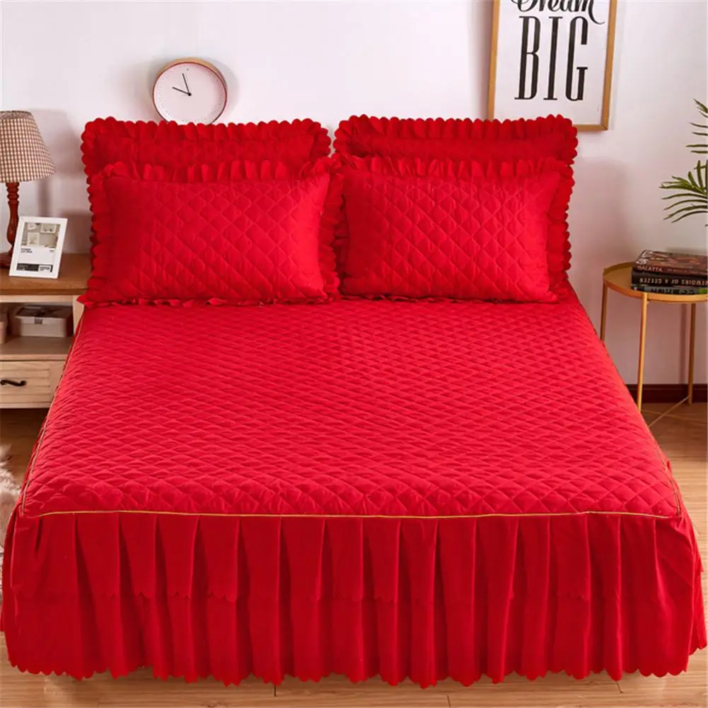 

150x200cm Solid Fitted Sheet Cover Graceful Bedspread Lace Fitted Sheet Bedroom Bed Cover Wedding Housewarming Gift