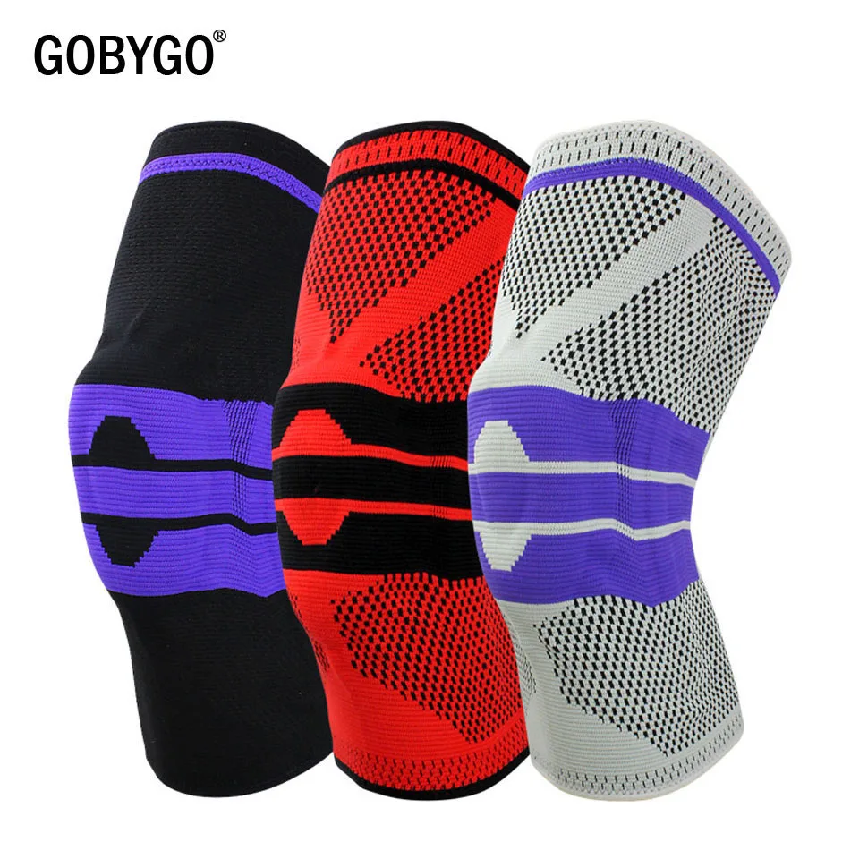 GOBYGO 1 قطع مرونة كرة السلة منصات الركبة دعم السيليكون مبطن الرضفة هدفين نيباد حامي والعتاد ل الكرة الطائرة الرياضة السلامة