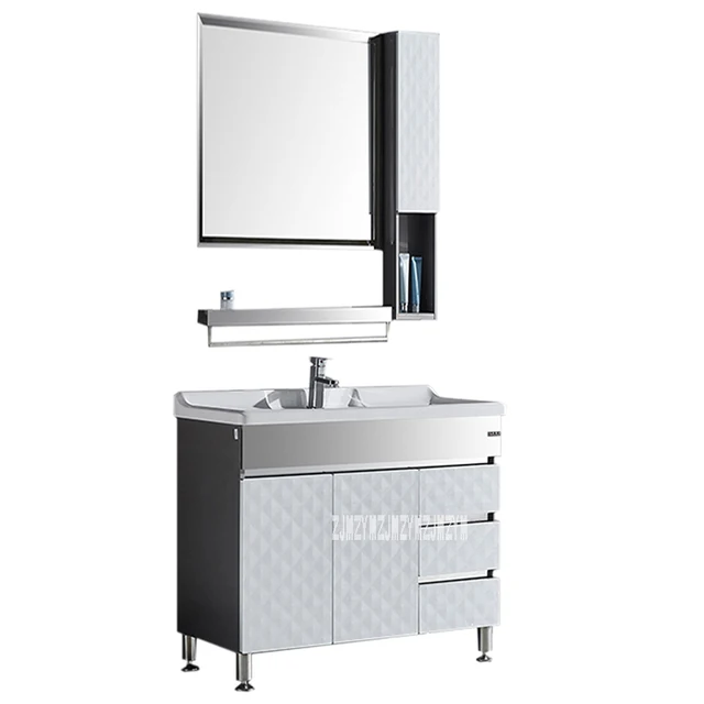 $US $175.50  HSL-001 Floor Type 201 Stainless Steel Bathroom Cabinet Marble Countertop Basin Cabinet Modern Sink