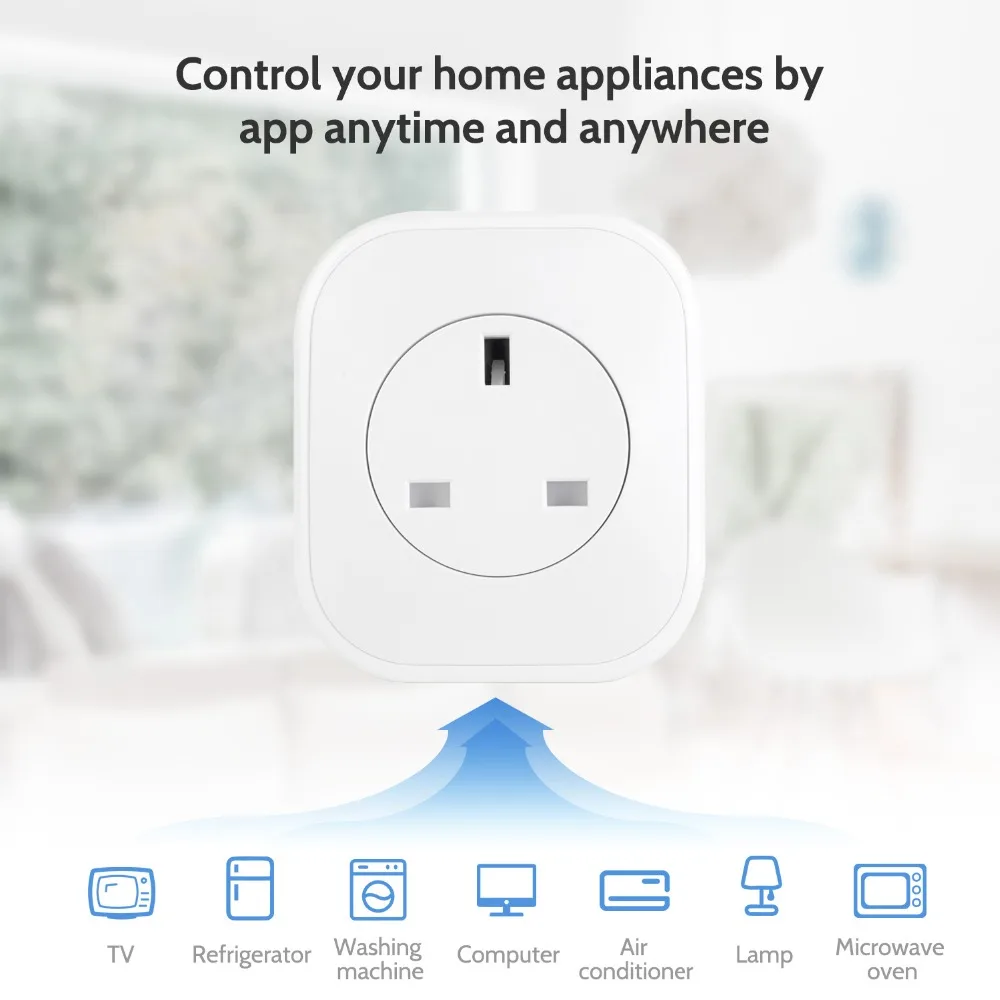 BaiJiang Smart power Outlet, британское интеллектное устройство передачи энергии Outlet WiFi Plug And Lamp с изменением цвета, совместимо с Alexa, Google Home