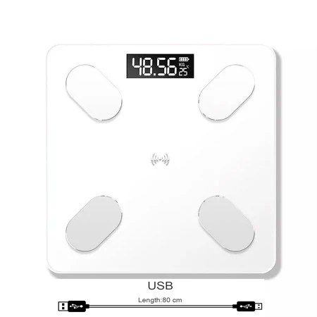White(USB) Модные напольные весы инструмент для здоровья Электрический цифровой дисплей светодиодный весы для ванной комнаты Bluetooth 4 BMI с приложением управления для дома - Цвет: White(USB)